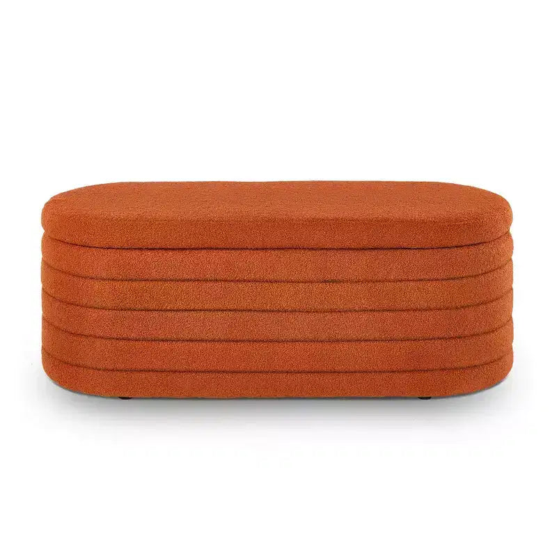 Okak Banc pouf de rangement ovale moderne avec charnière de sécurité, banc d'entrée rembourré, banc de pied de lit pour salon, entrée