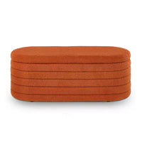 Okak Banc pouf de rangement ovale moderne avec charnière de sécurité, banc d'entrée rembourré, banc de pied de lit pour salon, entrée