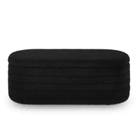 Okak Banc pouf de rangement ovale moderne avec charnière de sécurité, banc d'entrée rembourré, banc de pied de lit pour salon, entrée