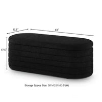 Okak Banc pouf de rangement ovale moderne avec charnière de sécurité, banc d'entrée rembourré, banc de pied de lit pour salon, entrée