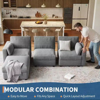 Canapé sectionnel modulable surdimensionné, canapé 4/6 places, 104 L/136 U en forme de U avec pouf mobile, canapé modulable convertible pour salon