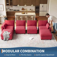 Canapé sectionnel modulable surdimensionné, canapé 4/6 places, 104 L/136 U en forme de U avec pouf mobile, canapé modulable convertible pour salon