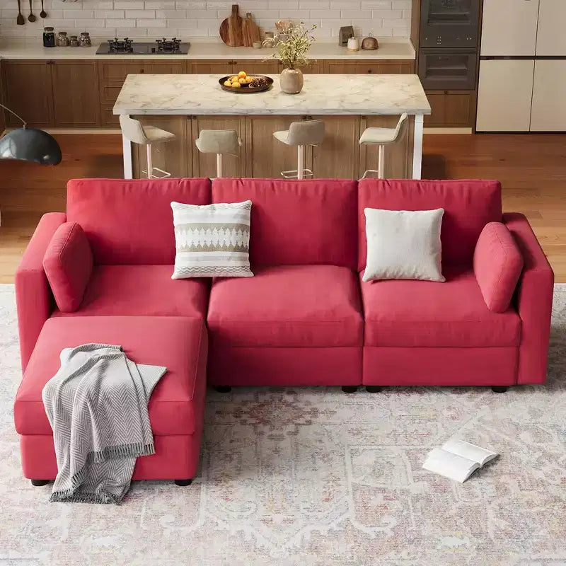 Canapé sectionnel modulable surdimensionné, canapé 4/6 places, 104 L/136 U en forme de U avec pouf mobile, canapé modulable convertible pour salon