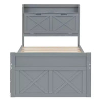 Whisen Lit Twin en bois, cadre de lit extensible avec lit gigogne Twin, tête de lit de rangement, trois tiroirs