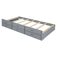 Whisen Lit Twin en bois, cadre de lit extensible avec lit gigogne Twin, tête de lit de rangement, trois tiroirs