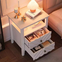 Table de chevet avec 2 tiroirs de rangement, table de chevet rustique avec étagère ouverte et pieds en bois robustes, table d'appoint rustique pour chambre à coucher