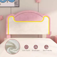 Cadre de lit double rembourré, support en bois solide, sans sommier tapissier, avec tiroirs, adapté à une chambre d'enfant, rose et blanc