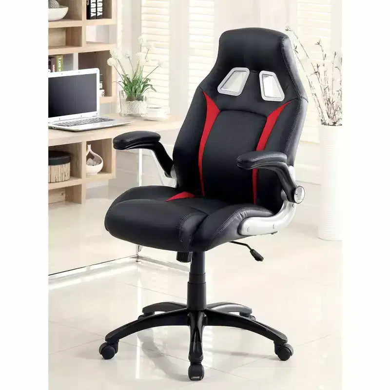 Chaise gaming ergonomique réglable TUYOHW, chaise pivotante à 360° à roulettes, chaise d'ordinateur noir/rouge pour le bureau et la maison, chaise de loisirs polyvalente