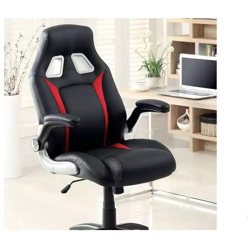 Chaise gaming ergonomique réglable TUYOHW, chaise pivotante à 360° à roulettes, chaise d'ordinateur noir/rouge pour le bureau et la maison, chaise de loisirs polyvalente