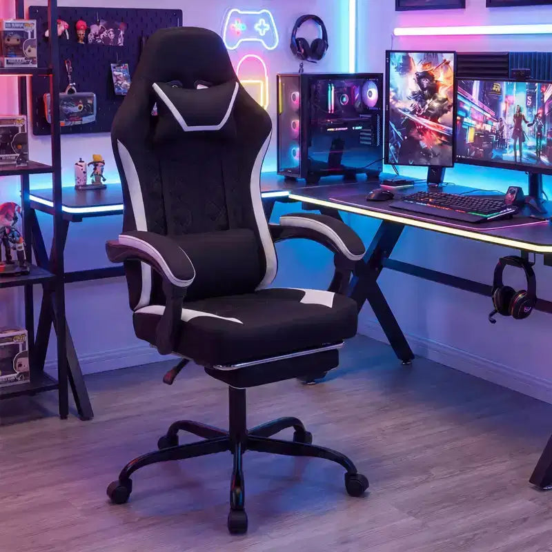 Chaise gaming Costway avec appui-tête, soutien lombaire, accoudoirs à articulation, dossier inclinable