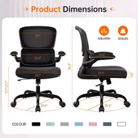 Chaise ergonomique en maille respirante KERDOM avec support lombaire, accoudoirs relevables, chaise de bureau gamer pour la maison ou le bureau