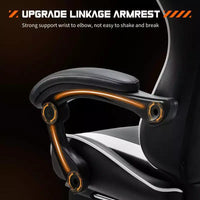 TUYOHW Chaise de jeu ergonomique avec repose-pieds, fauteuil inclinable en cuir PU avec appui-tête et accoudoir fixe relevé, chaise d'ordinateur pour études, bureau
