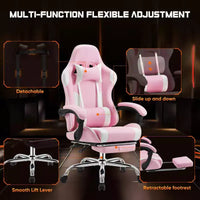TUYOHW Chaise de jeu ergonomique avec repose-pieds, fauteuil inclinable en cuir PU avec appui-tête et accoudoir fixe relevé, chaise d'ordinateur pour études, bureau
