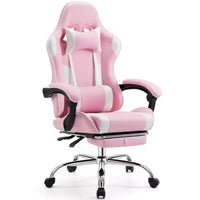 TUYOHW Chaise de jeu ergonomique avec repose-pieds, fauteuil inclinable en cuir PU avec appui-tête et accoudoir fixe relevé, chaise d'ordinateur pour études, bureau