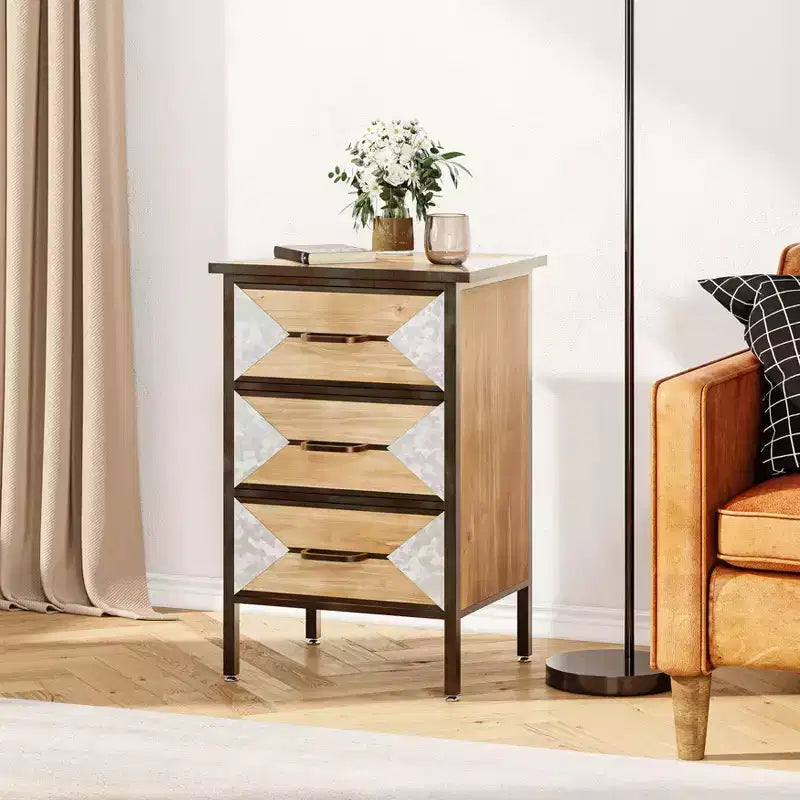 Meuble de rangement d'entrée sur pied en bois, console organiseur autoportante 3 tiroirs pour salon, chambre, couloir, bureau, salle de bain, cuisine