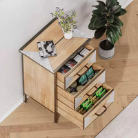 Meuble de rangement d'entrée sur pied en bois, console organiseur autoportante 3 tiroirs pour salon, chambre, couloir, bureau, salle de bain, cuisine