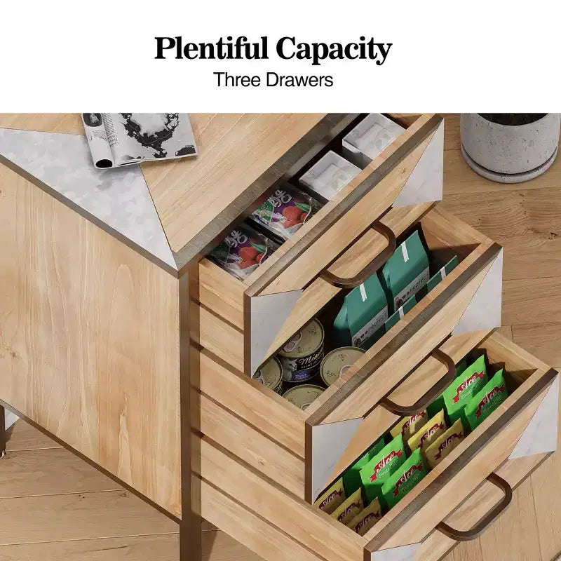 Meuble de rangement d'entrée sur pied en bois, console organiseur autoportante 3 tiroirs pour salon, chambre, couloir, bureau, salle de bain, cuisine