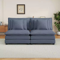 MAYEERTY 70.8 Canapé modulable moderne en velours côtelé avec quatre oreillers pour salon, bleu