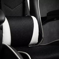Chaise gaming de style course, chaise e-sport ergonomique avec massage, cuir PU, mousse moulée haute densité, confortable et sûre, blanc