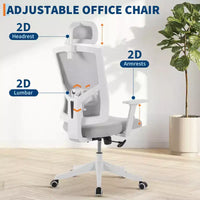 Chaise de bureau inclinable ergonomique, chaise à dossier haut en maille avec appui-tête réglable, soutien lombaire complet, chaise de bureau, chaise gamer