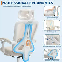 Chaise inclinable ergonomique en maille Acekool avec repose-pieds, lombaire et appui-tête réglables, pour la maison, le bureau et la salle de jeu