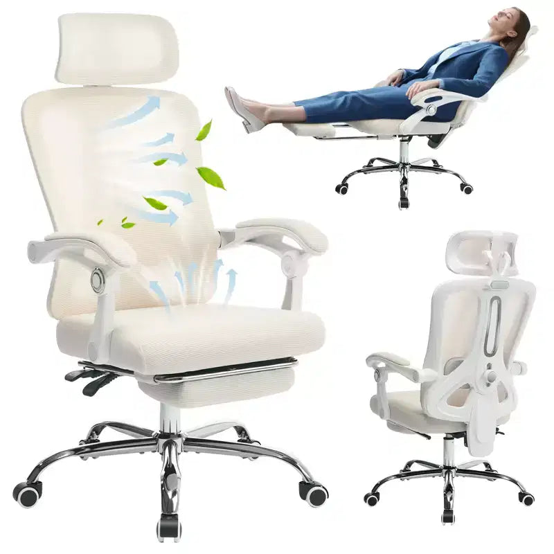 Chaise inclinable ergonomique en maille Acekool avec repose-pieds, lombaire et appui-tête réglables, pour la maison, le bureau et la salle de jeu