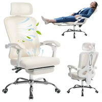 Chaise inclinable ergonomique en maille Acekool avec repose-pieds, lombaire et appui-tête réglables, pour la maison, le bureau et la salle de jeu