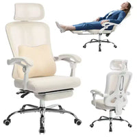Chaise inclinable ergonomique en maille Acekool avec repose-pieds, lombaire et appui-tête réglables, pour la maison, le bureau et la salle de jeu