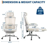 Chaise inclinable ergonomique en maille Acekool avec repose-pieds, lombaire et appui-tête réglables, pour la maison, le bureau et la salle de jeu
