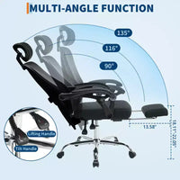 Chaise inclinable ergonomique en maille Acekool avec repose-pieds, lombaire et appui-tête réglables, pour la maison, le bureau et la salle de jeu