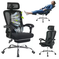 Chaise inclinable ergonomique en maille Acekool avec repose-pieds, lombaire et appui-tête réglables, pour la maison, le bureau et la salle de jeu