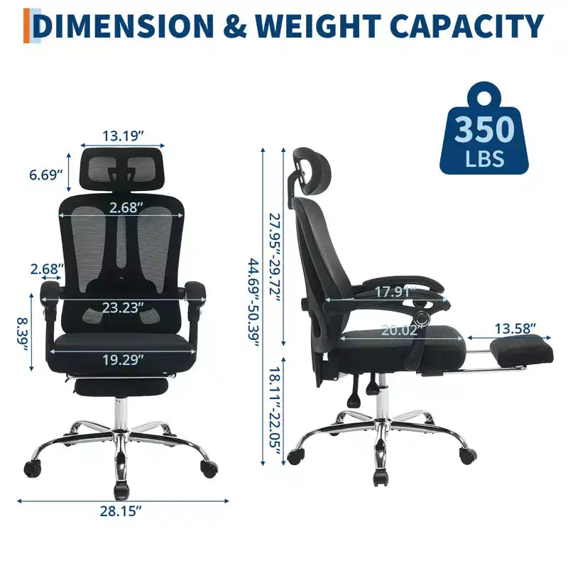 Chaise inclinable ergonomique en maille Acekool avec repose-pieds, lombaire et appui-tête réglables, pour la maison, le bureau et la salle de jeu