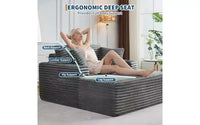 Chaise longue surdimensionnée 64 - Canapé-lit en velours côtelé sans structure avec coussins décoratifs et porte-gobelets, canapé-lit confortable à assise profonde