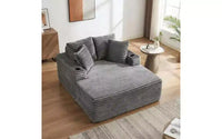 Chaise longue surdimensionnée 64 - Canapé-lit en velours côtelé sans structure avec coussins décoratifs et porte-gobelets, canapé-lit confortable à assise profonde