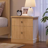 Table de chevet à tiroir cannelé, table de nuit moderne mid-century avec base à bord incurvé, rangement compact pour chambre et salon