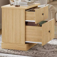 Table de chevet à tiroir cannelé, table de nuit moderne mid-century avec base à bord incurvé, rangement compact pour chambre et salon