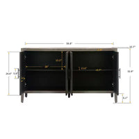 Buffet desserte Modern Farmhouse 60, armoire de rangement d'appoint 4 portes à motif géométrique avec étagères réglables - Panipeachy