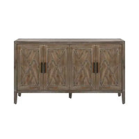 Buffet desserte Modern Farmhouse 60, armoire de rangement d'appoint 4 portes à motif géométrique avec étagères réglables - Panipeachy