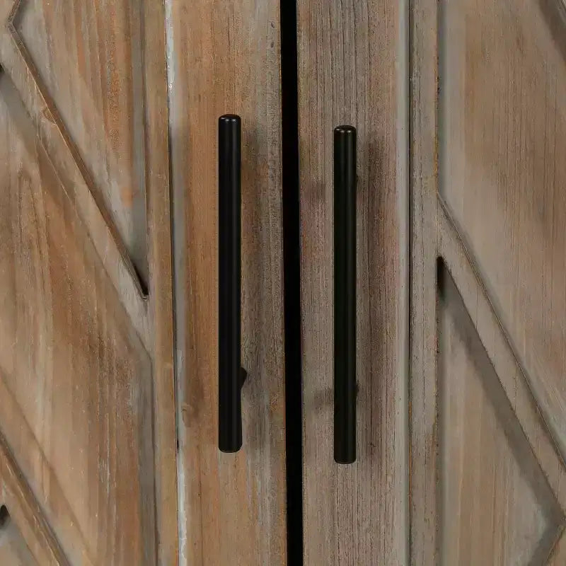 Buffet desserte Modern Farmhouse 60, armoire de rangement d'appoint 4 portes à motif géométrique avec étagères réglables - Panipeachy