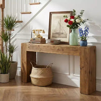 Table console en bois MAYEERTY 63 po, table d'entrée style ferme