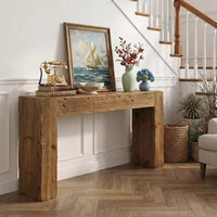 Table console en bois MAYEERTY 63 po, table d'entrée style ferme