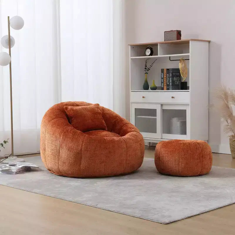 Poufs poires, fauteuil rond confortable pour adultes avec ottoman, canapé simple de détente avec coussin pour salon, chambre, appartement