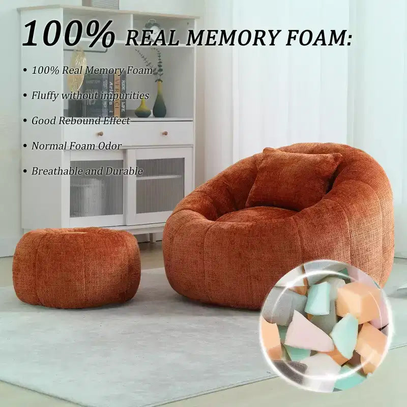 Poufs poires, fauteuil rond confortable pour adultes avec ottoman, canapé simple de détente avec coussin pour salon, chambre, appartement