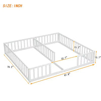 Lit double superposé avec barrière de sécurité, lit plateforme en bois avec clôture pour 2 enfants