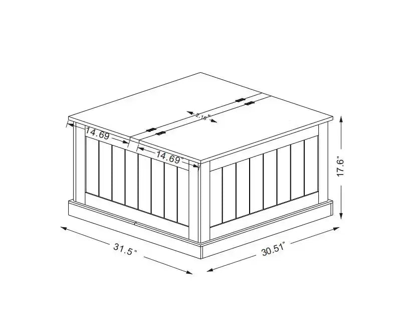 Table basse style ferme en bois JVNOXK 31.5 pouces avec plateau relevable carré à charnière et compartiment de rangement, convient aux salons, blanc
