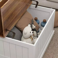 Table basse style ferme en bois JVNOXK 31.5 pouces avec plateau relevable carré à charnière et compartiment de rangement, convient aux salons, blanc