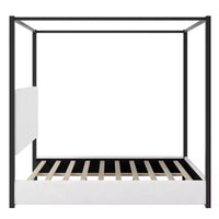 Luxystar - Lit plateforme à baldaquin moderne taille Queen avec tête de lit tapissée, noir