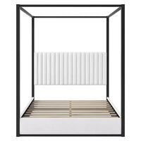 Luxystar - Lit plateforme à baldaquin moderne taille Queen avec tête de lit tapissée, noir
