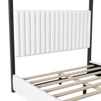 Luxystar - Lit plateforme à baldaquin moderne taille Queen avec tête de lit tapissée, noir