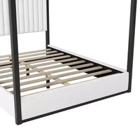 Luxystar - Lit plateforme à baldaquin moderne taille Queen avec tête de lit tapissée, noir